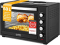 Mini-Four 60L 3200W avec Plaques de Cuisson - Multifonction avec 6 Modes de Chauffage et Accessoires