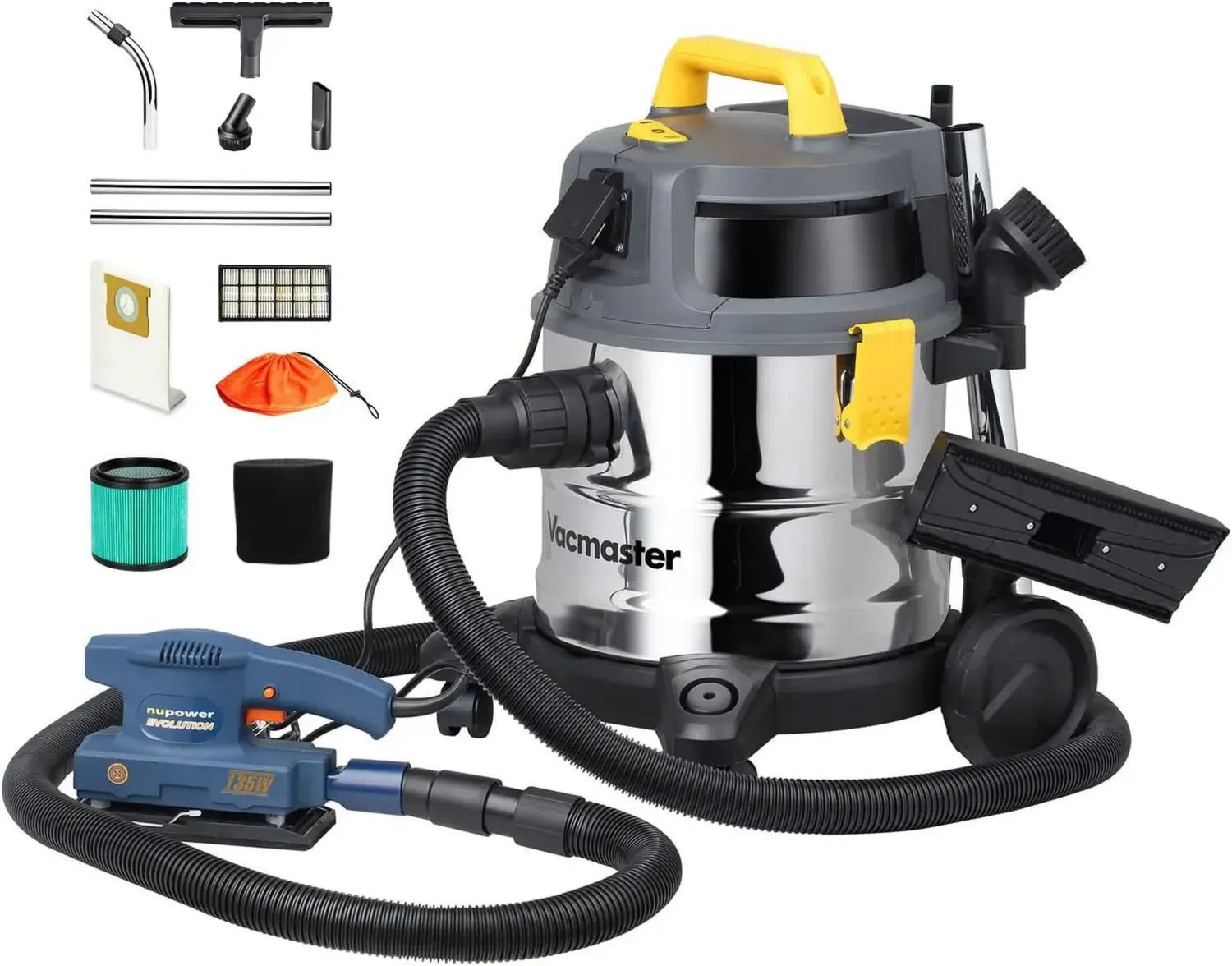 Aspirateur Industriel Vacmaster 1600W 20L - Filtration HEPA 13 Inox