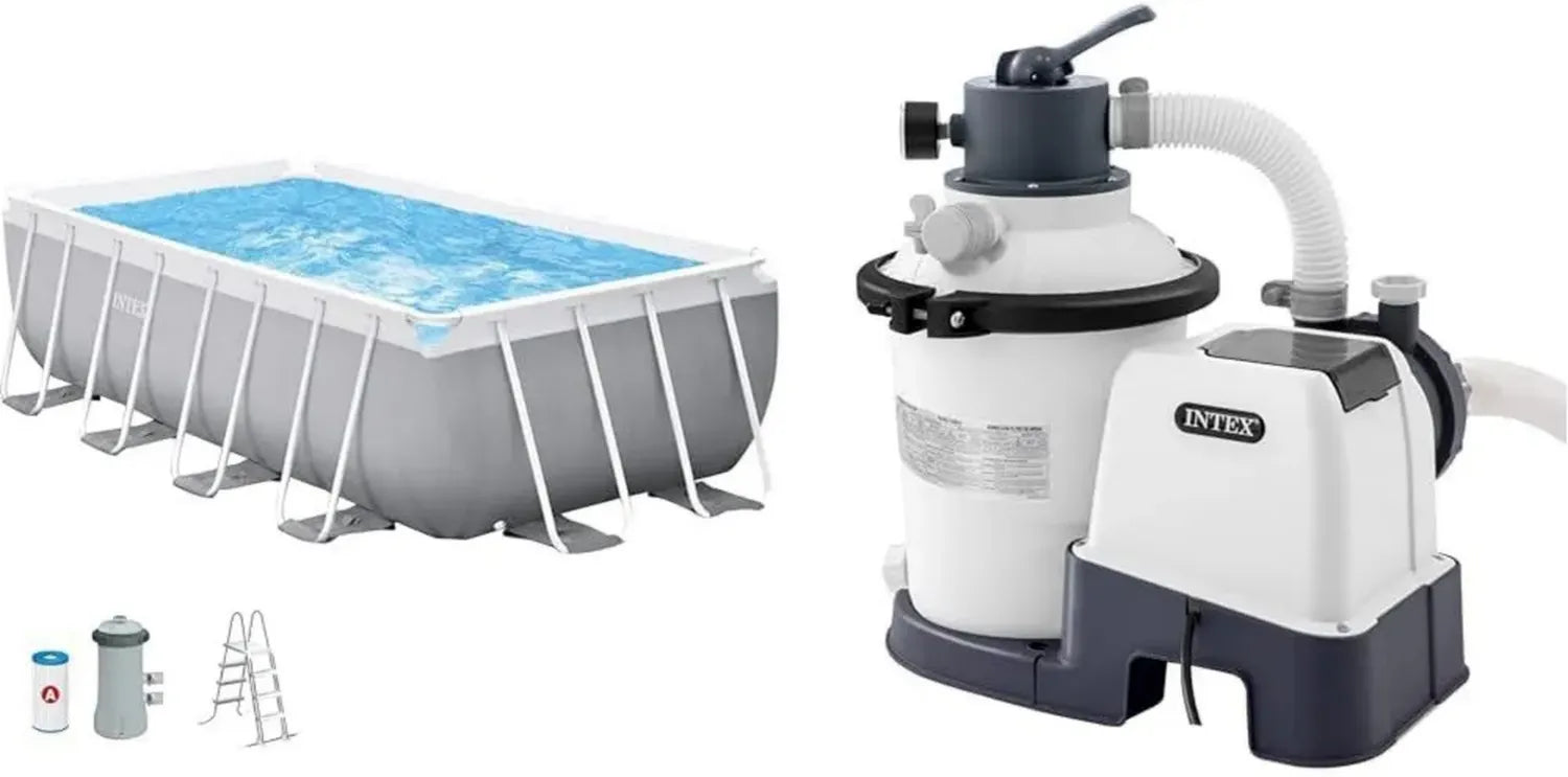 Piscine Tubulaire Intex Prism Frame avec Filtre à Sable 2000 l/h Blanc - 4,00 x 2,00 x 1,22m