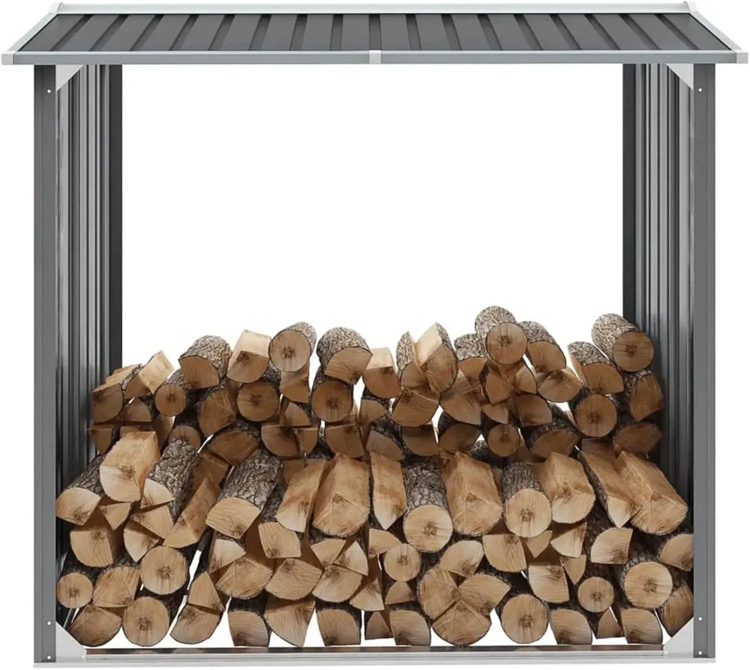 Abri de Jardin en Acier Galvanisé 172x91x154 cm Gris pour Stockage de Bois et Outils