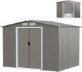 COSTWAY Abri de Jardin en Acier Galvanisé Anti-UV, 260 x 207 x 181 cm, Cabane Extérieure avec Porte Coulissante et Ventilation
