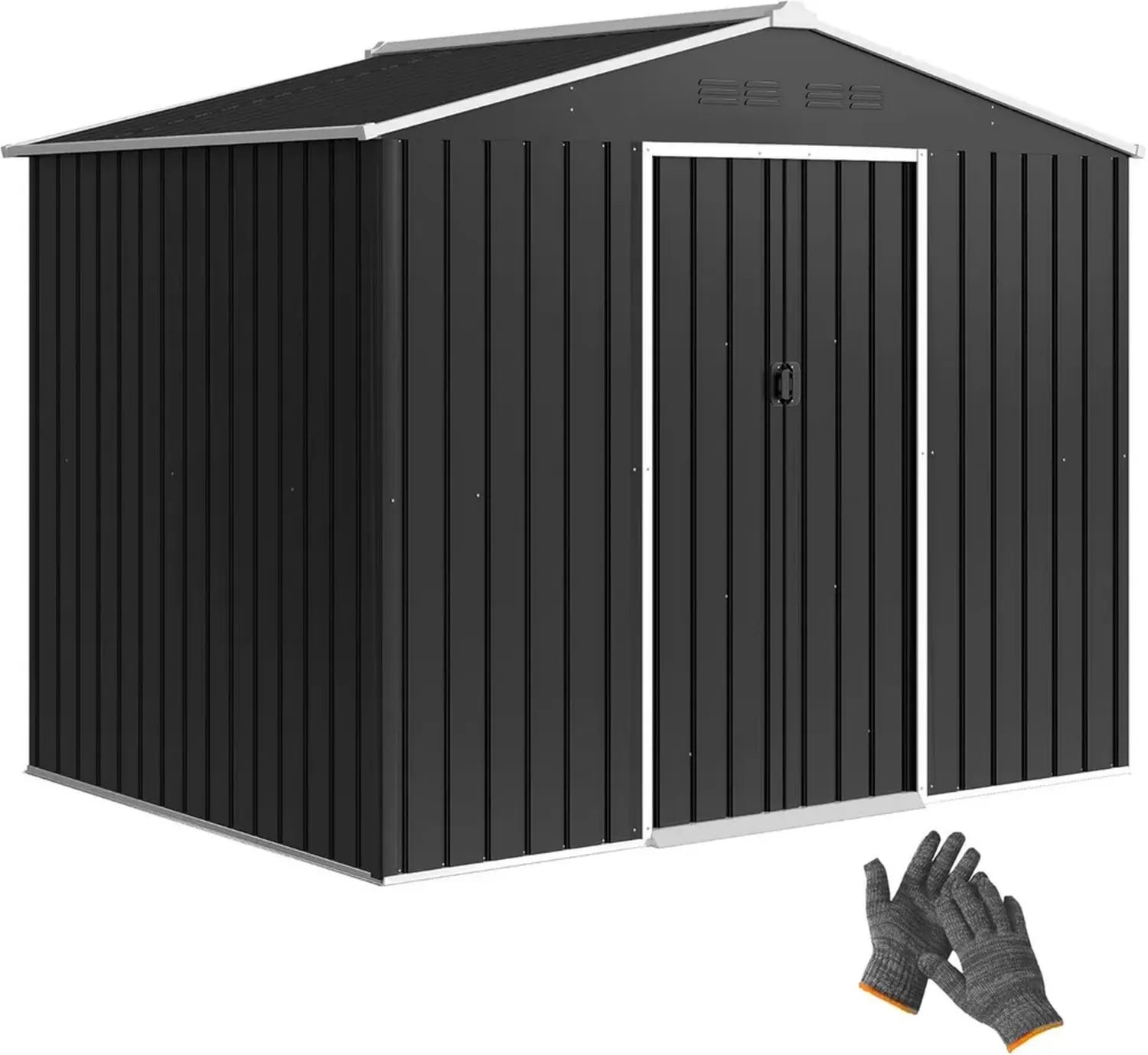 Outsunny Abri de Jardin Métallique Gris avec Portes Coulissantes et Aération 3,6 m²