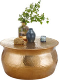 Table basse design oriental en aluminium doré, 60 cm