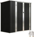 Outsunny Cabane de Jardin Métallique Extérieure 1,37 m² avec Toit Incliné et Portes Verrouillables, 163 x 89 x 163 cm, Gris Foncé