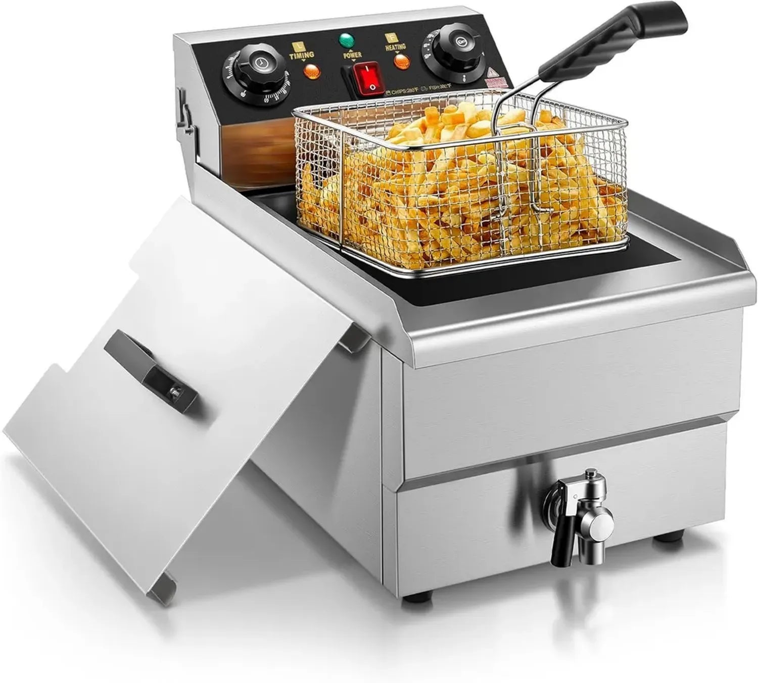 Friteuse Professionnelle 11L avec Minuterie et Contrôle Thermique, 3000W
