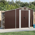 Cabane de jardin en acier galvanisé – Rangement extérieur pour outils et bois – Toit en pente résistant aux intempéries – 277 x 93 x 179 cm