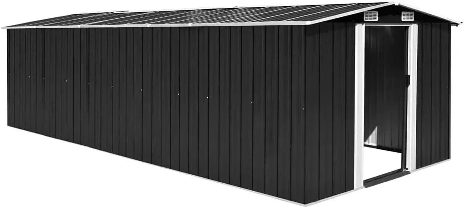 Cabane de jardin en métal anthracite robuste - 257x580x181 cm pour usage extérieur