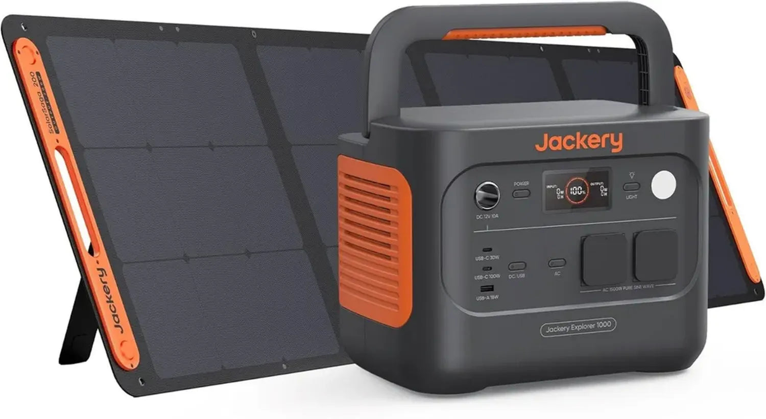 Centrale Électrique Portable Jackery 1000 v2 avec Panneau Solaire 200W, Batterie LFP 1070Wh, Sortie 1500W AC/100W USB-C, Recharge Rapide 1H via APP pour Camping et Urgence