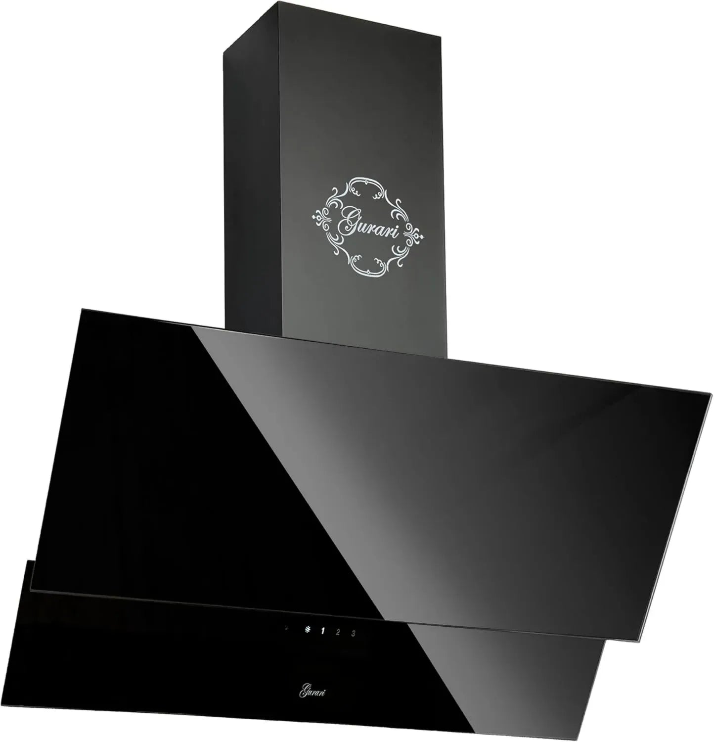 Hotte Murale Inclinée 90 cm Noire 1000 m³/h avec Télécommande, Classe A