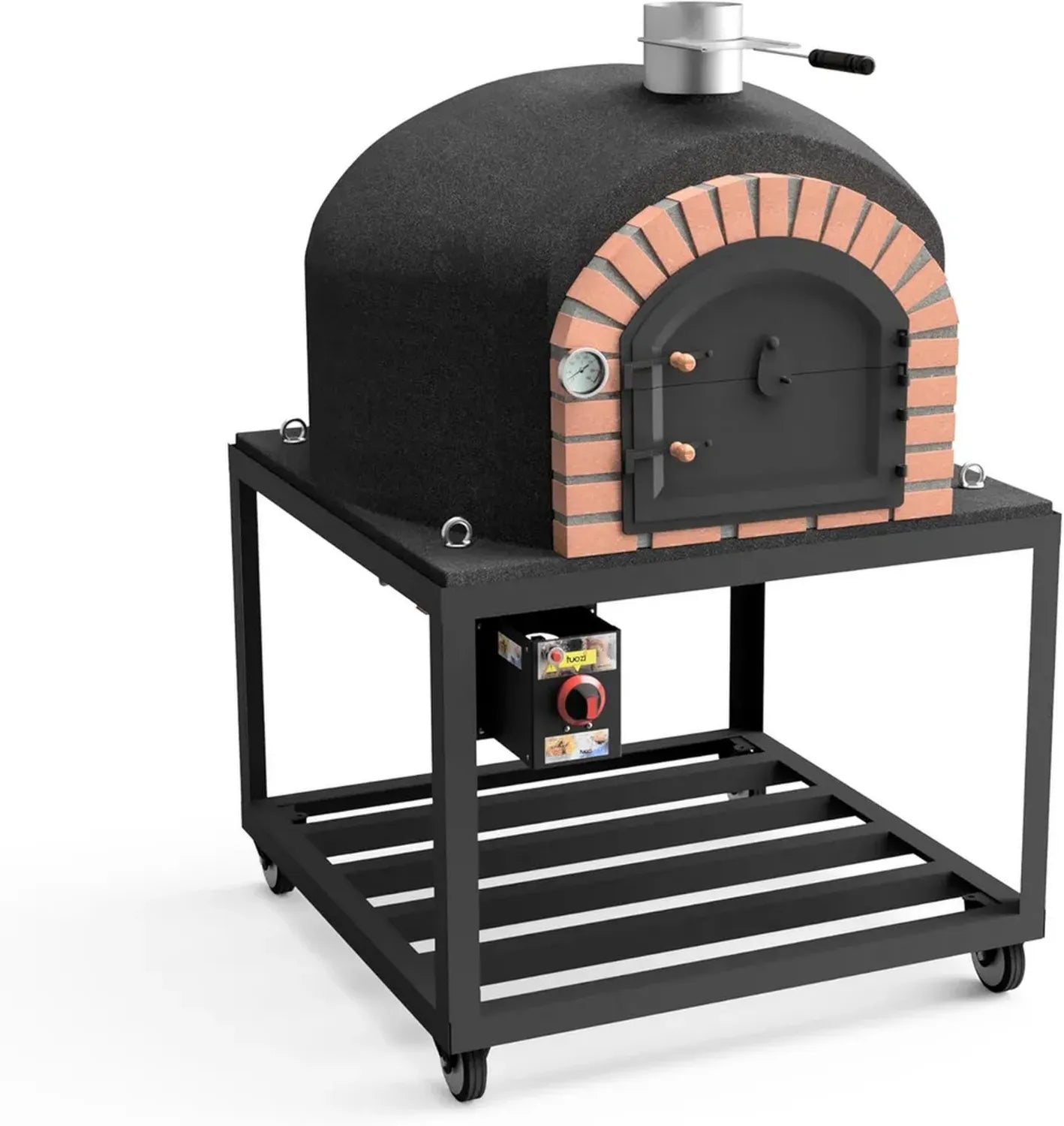 MOVELAR - Four à Bois d'Extérieur Grande Capacité avec Finition Noire - Cuisson Traditionnelle avec Céramiques et Isolation en Liège