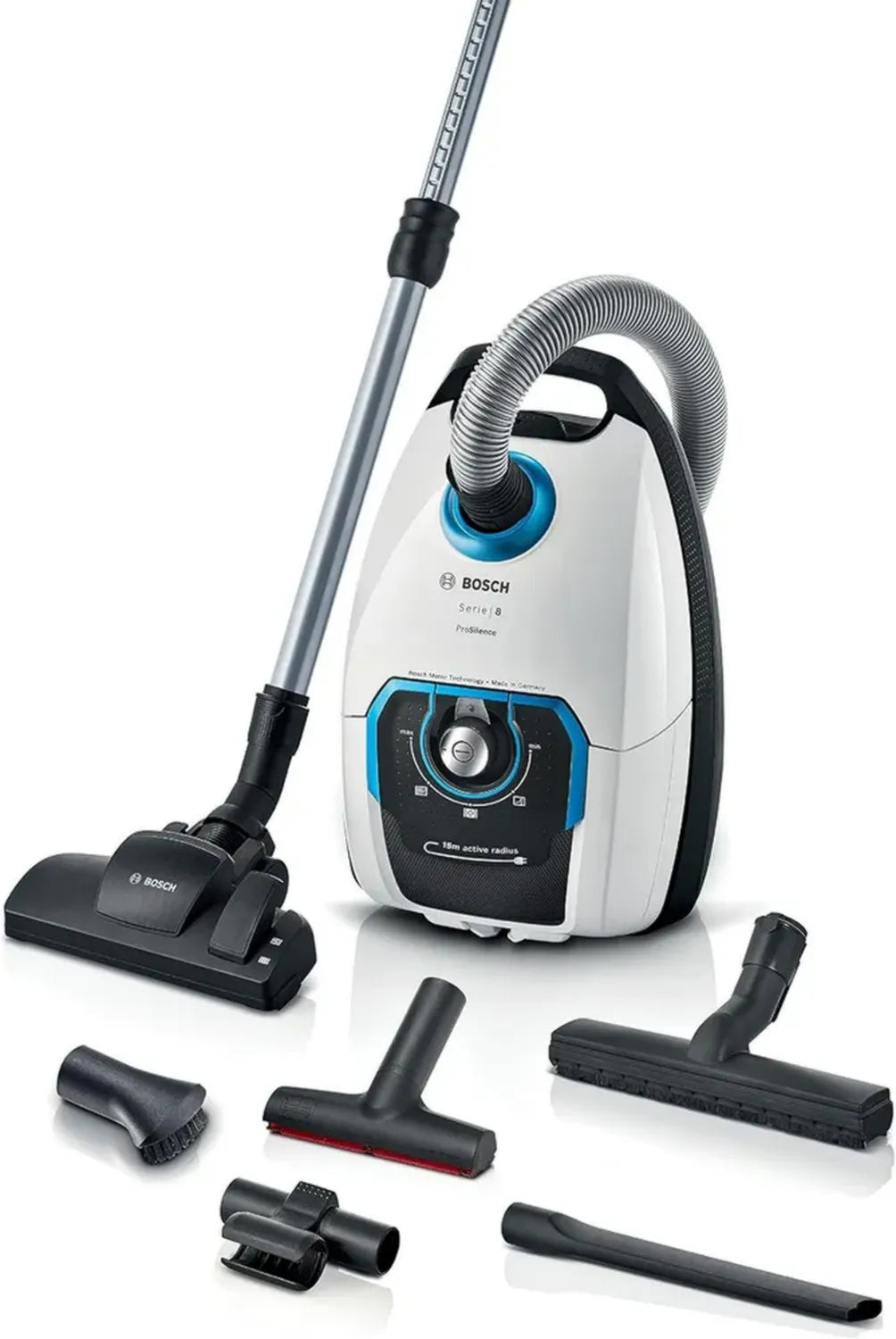 Aspirateur Bosch ProSilence Série 8 avec Sac, Silencieux et Efficace, Parfait pour Allergiques, Filtration Hygiénique, Brosse Sols Durs, Longue Portée