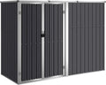 Abri de jardin en acier galvanisé anthracite, grande capacité de rangement, résistant aux intempéries, 225 x 89 x 161 cm