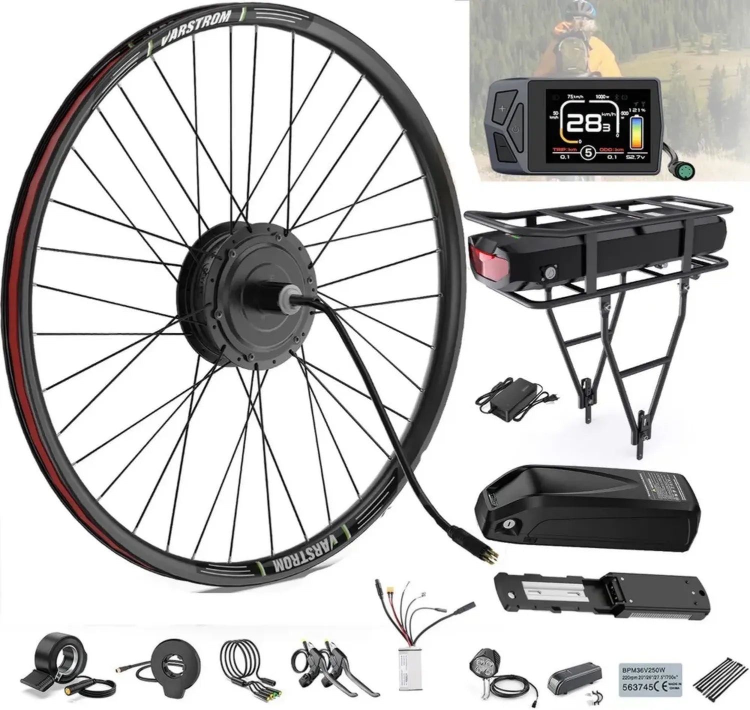 Kit VTT Électrique BAFANG 48V 500W avec Batterie et Écran LCD, Compatible Roues 26'' à 700C, Cassette Frein à Disque