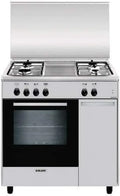 Glem Gas AS854EI cuisinière à gaz autonome en inox, cuisson tournebroche, plan de cuisson avant