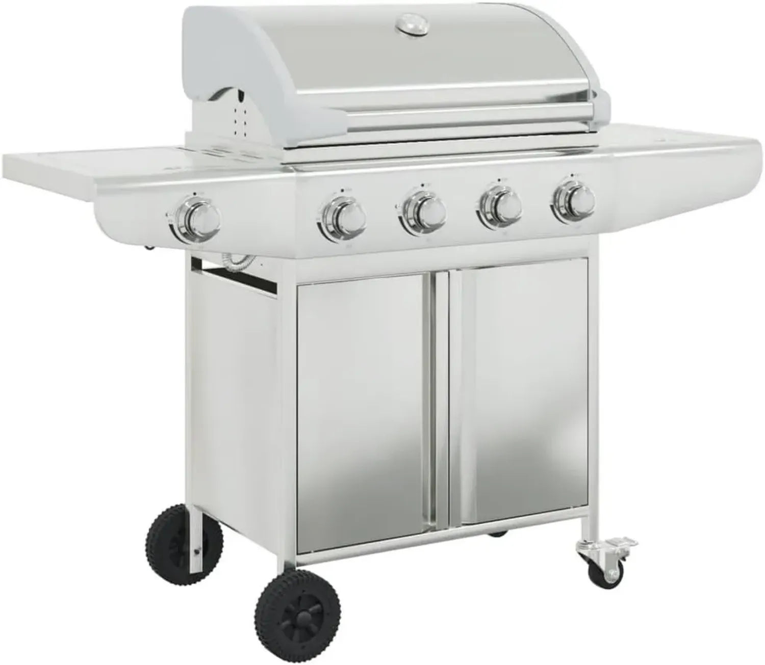 Gril à Gaz Portable en Acier Inoxydable avec 5 Brûleurs, Chariot Inclus