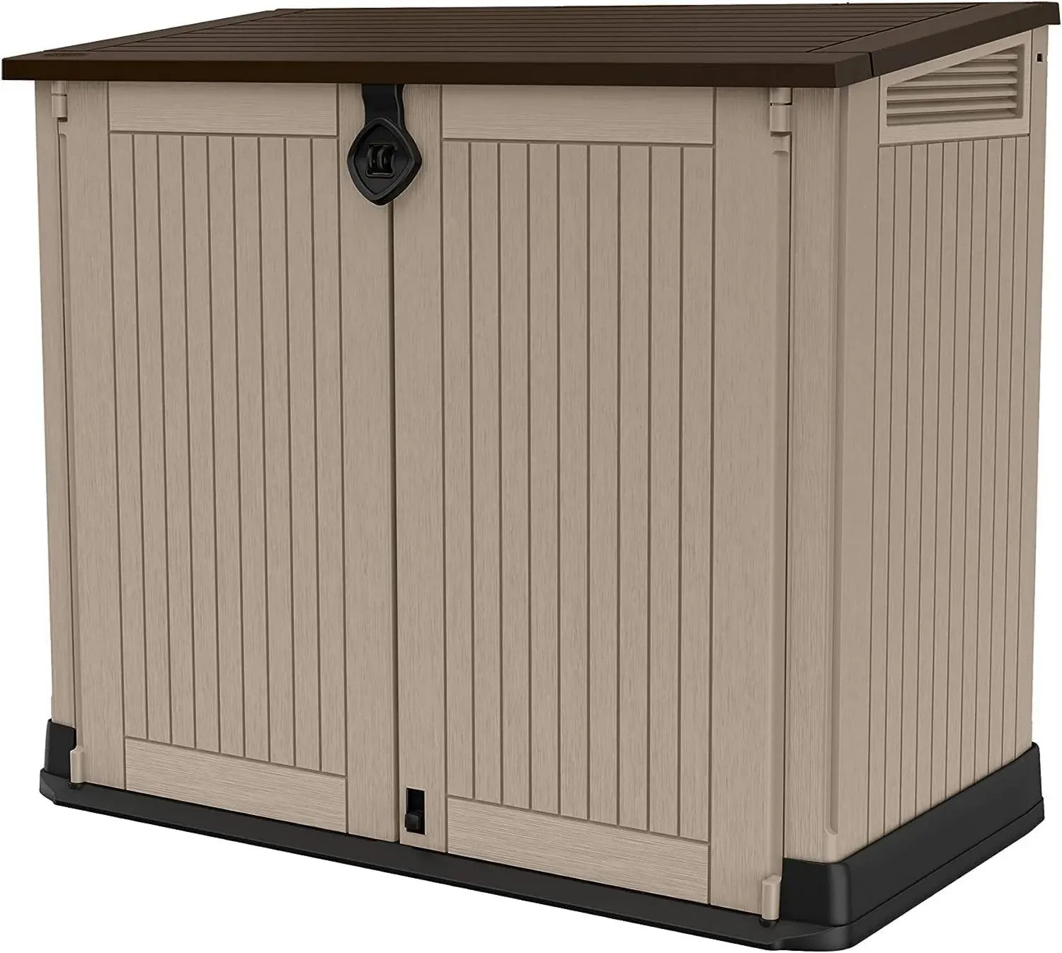 Abri de Rangement Extérieur en Résine, Beige et Marron, 130 x 74 x 21 cm