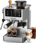 Machine à Espresso AIRMSEN avec Mousseur à Lait - Écran Tactile, Programmable, Compatible Cold Brew et Americano, Acier Inoxydable, Réservoir 1.8L