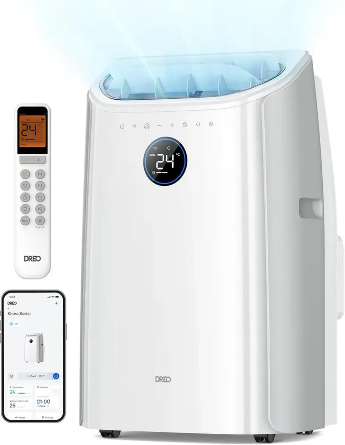 Climatiseur Portable DREO 10 000 BTU, Efficace et Silencieux, Commande Vocale et Application, Minuterie 24h, Fonctions Ventilateur et Déshumidificateur