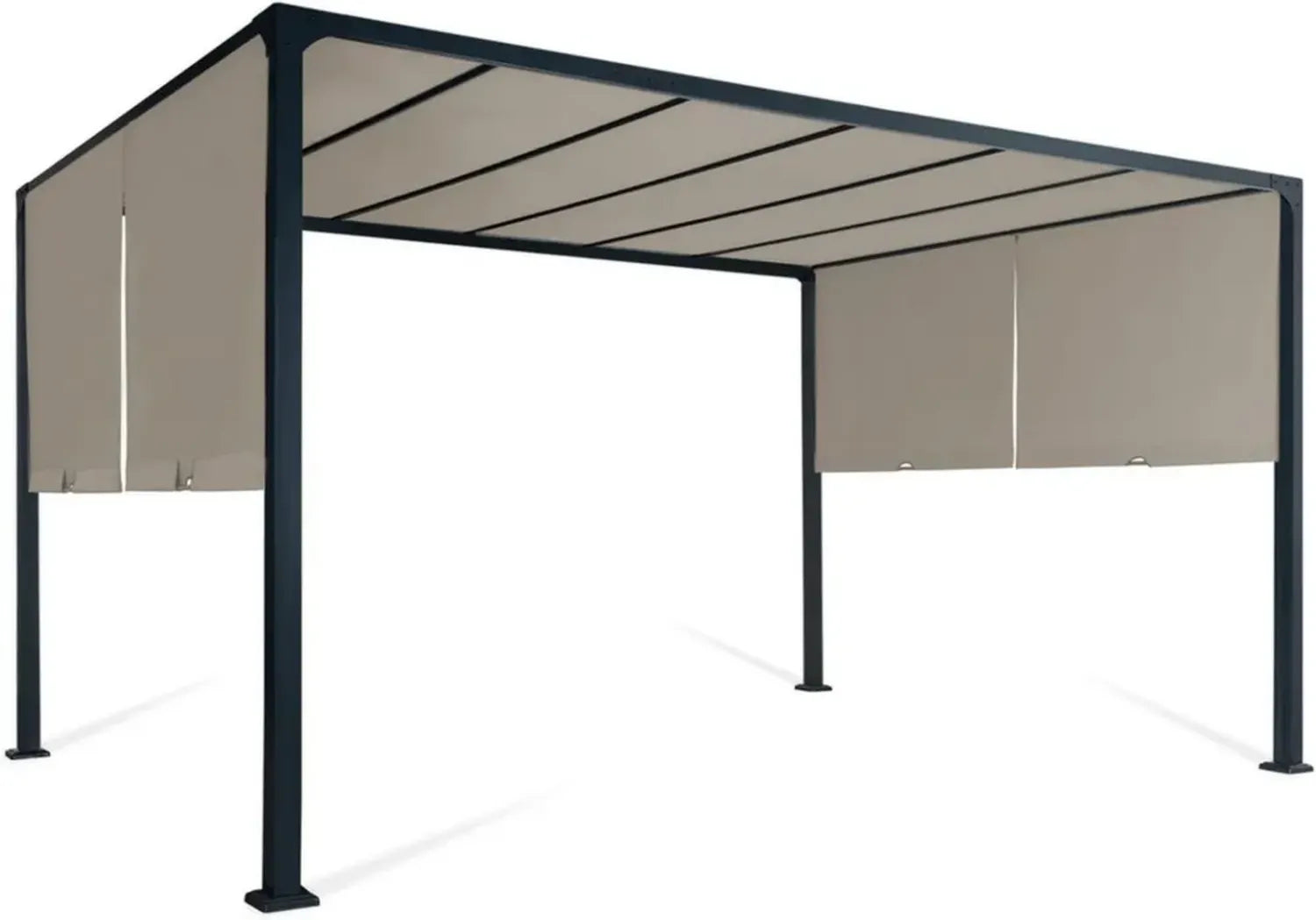 Pergola de Jardin Coulissante Belvédère 3x4m avec Toile Taupe