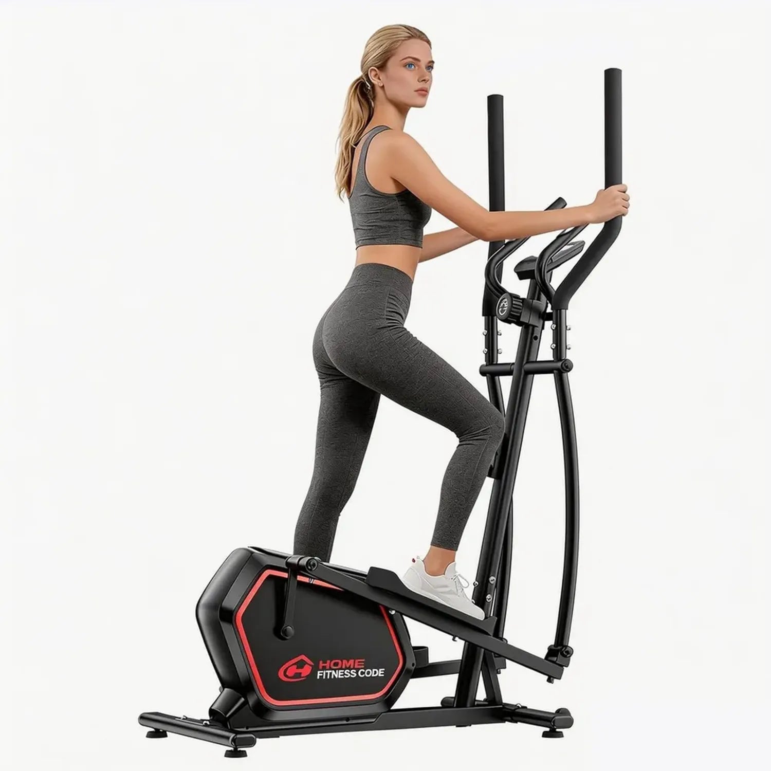 Vélo elliptique magnétique silencieux, 16 niveaux de résistance, moniteur de fréquence cardiaque, écran LCD, charge max 150 kg