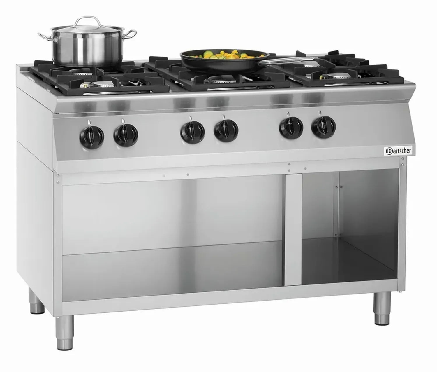 Cuisinière à gaz 6 brûleurs avec rangement ouvert - Bartscher