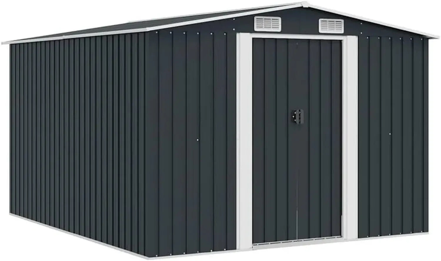 Abri de Jardin en Métal Anthracite 257x298x178 cm avec Terrasse