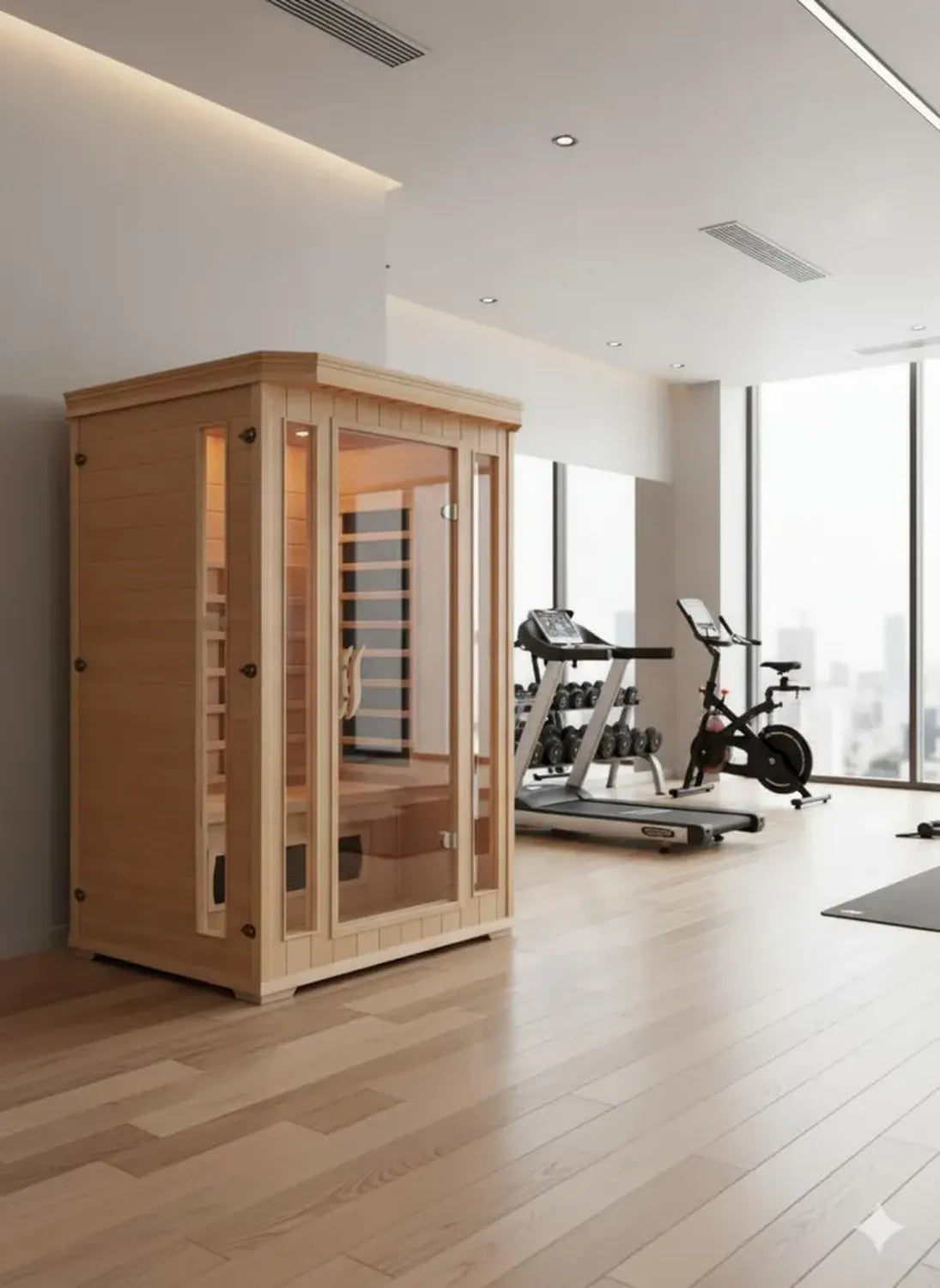 Sauna Infrarouge 2 Places Luxe en Bois avec Chromothérapie et Commande LCD