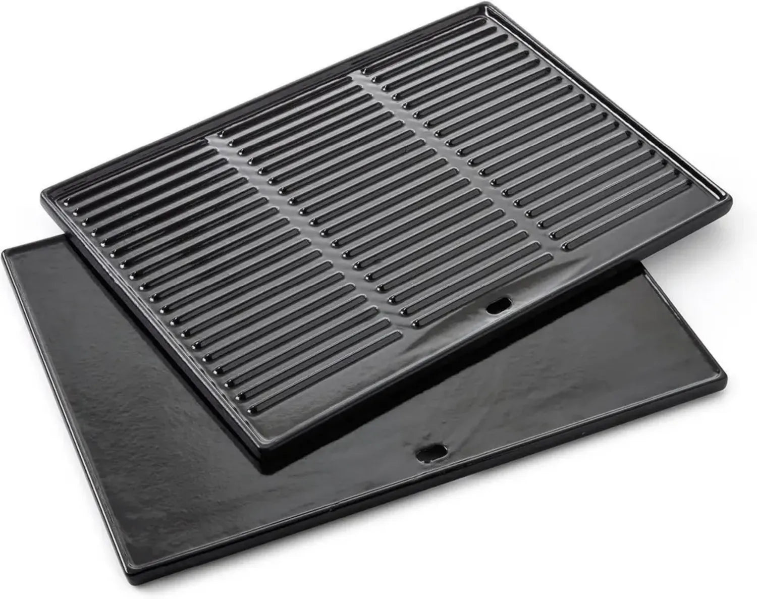 Plaque de Cuisson Universelle en Fonte Émaillée pour Barbecue, 43x35cm, Noir