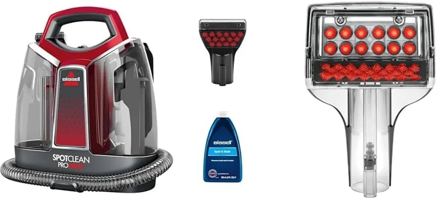 BISSELL Nettoyeur de Taches Portatif SpotClean ProHeat 2,5L, Titane/Rouge avec Accessoire Longue Portée