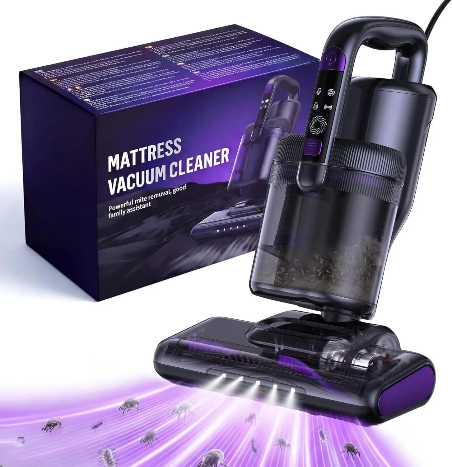 Aspirateur UV anti-acariens avec air chaud et filtre HEPA pour matelas et canapés