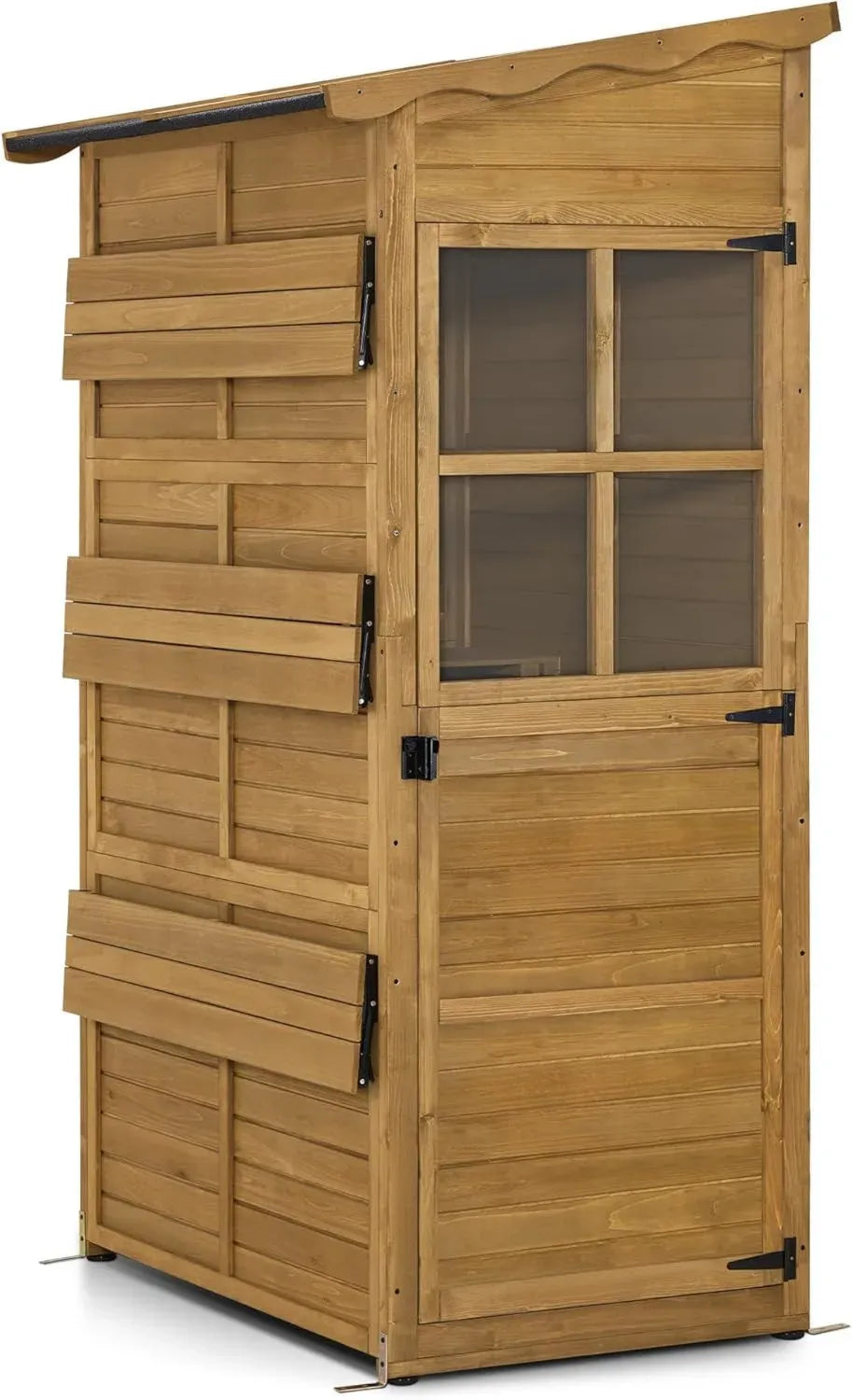 Armoire de Jardin en Bois Imperméable avec Étagères Réglables pour Terrasse - 86x120x201 cm
