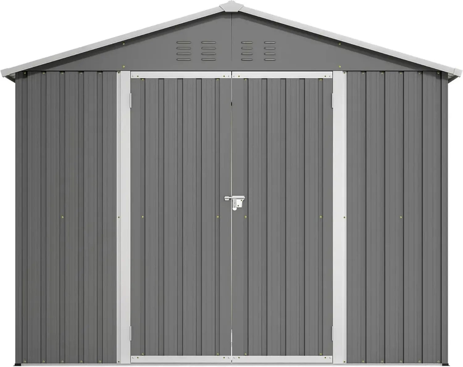 Abri de jardin en métal 229x180x191 cm, avec porte coulissante, ventilation, résistant aux intempéries, verrouillable, anthracite pour outils et vélos