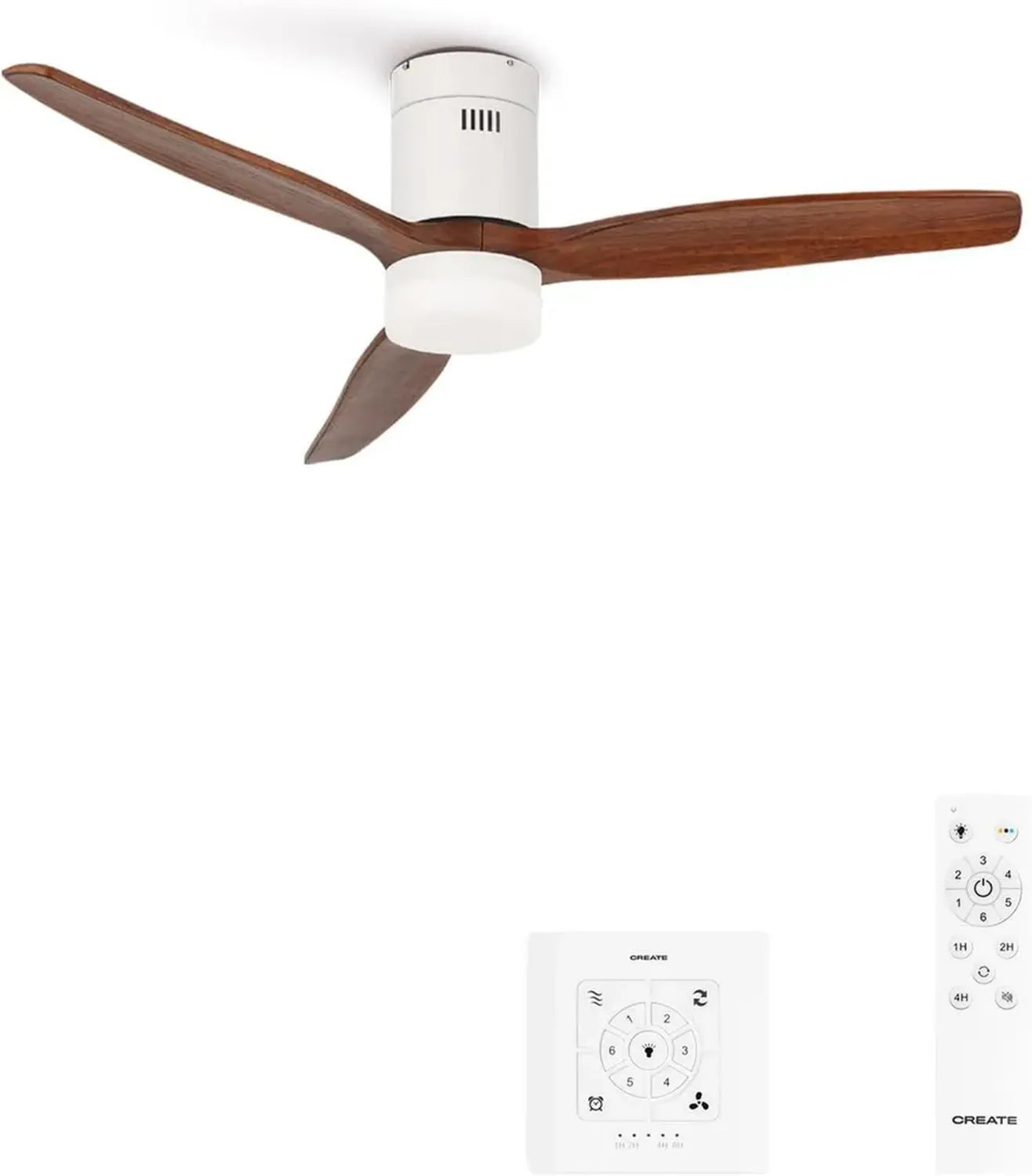 Ventilateur Plafond Silencieux 132cm avec Lumière, Télécommande et Contrôleur Mural