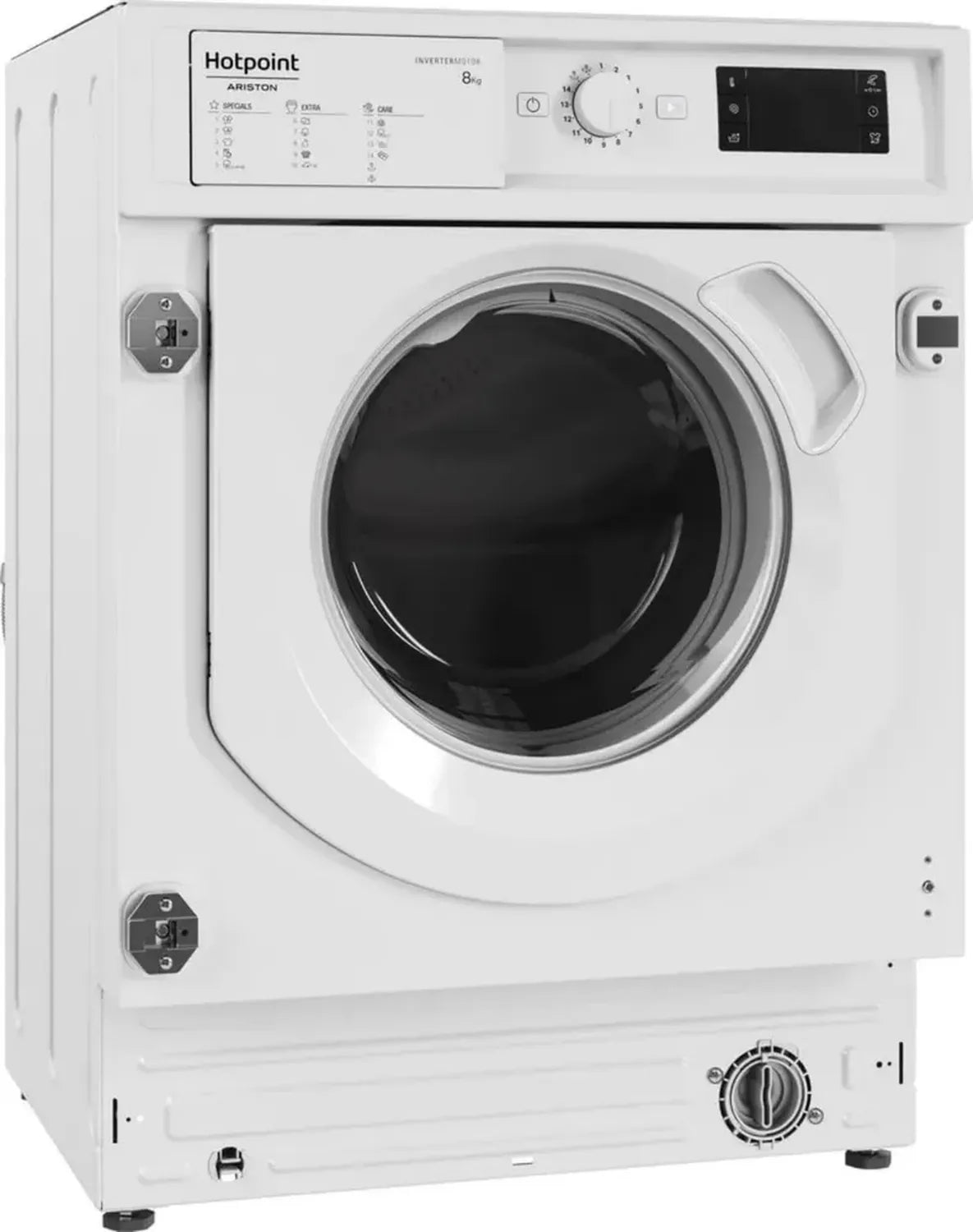 Lave-linge Encastrable Hotpoint 8 kg, 1400 tr/min, Moteur Induction, Anti-tache, Départ Différé, Classe A, Blanc