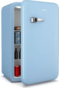 Mini Réfrigérateur Rétro 112 L Silencieux 40 dB, Porte Réversible, LED - Ideal pour Bureaux et Chambres, Bleu