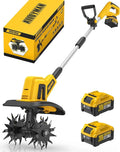 Motoculteur électrique sans fil 20V Alloyman, 360 tr/min, avec 2 batteries 2,0 Ah et chargeur, largeur 23 cm, profondeur 17 cm pour jardinage