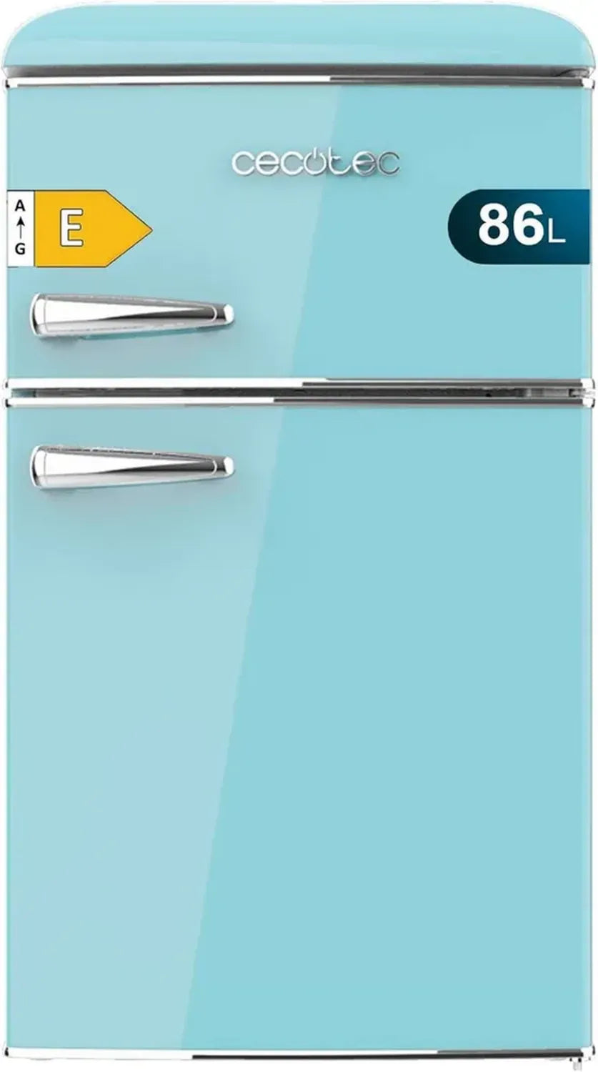 Réfrigérateur 2 Portes Retro 86L Bleu avec No Frost et Lumière Intérieure