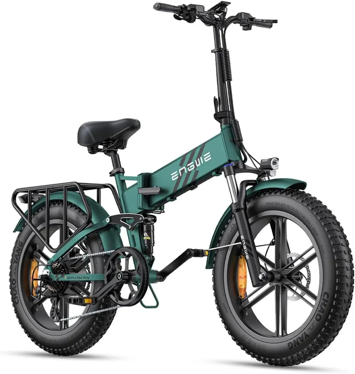 Vélo Électrique Pliable ENGWE avec Pneus Fat 20x4.0, Batterie Amovible 16Ah, Autonomie 150KM, Suspension Totale, 8 Vitesses