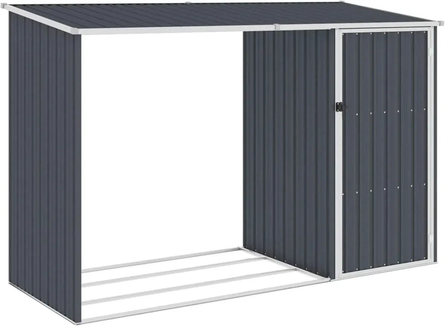 Abri de Jardin pour Bois de Chauffage en Métal Anthracite 245x98x159 cm