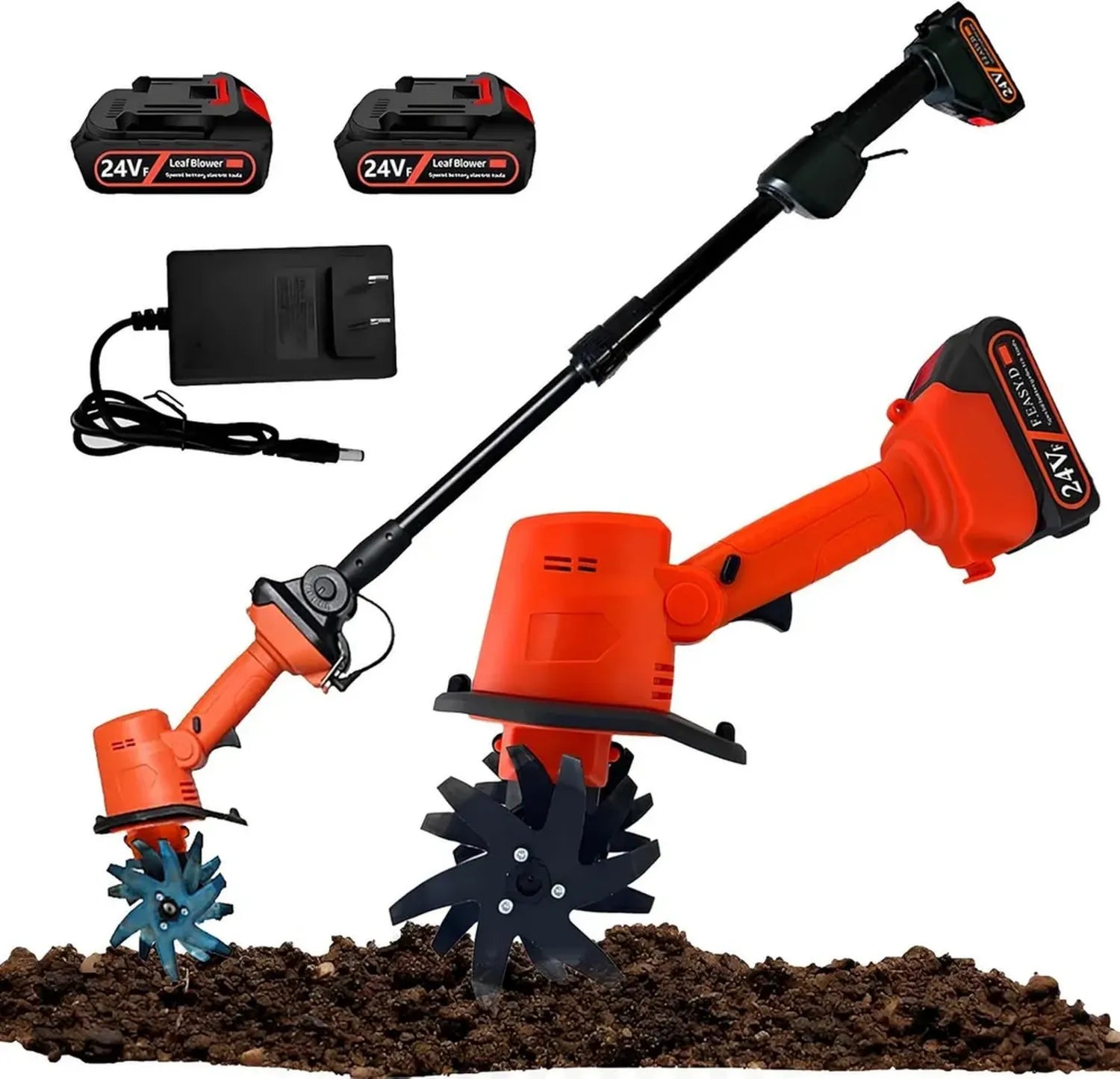Motoculteur à Main pour Jardinage, Mini Binette Électrique Portable avec 2 Batteries, 235 RPM, 4 Lames en Acier, Largeur de Travail 10 cm, Idéal pour Serre et Jardin