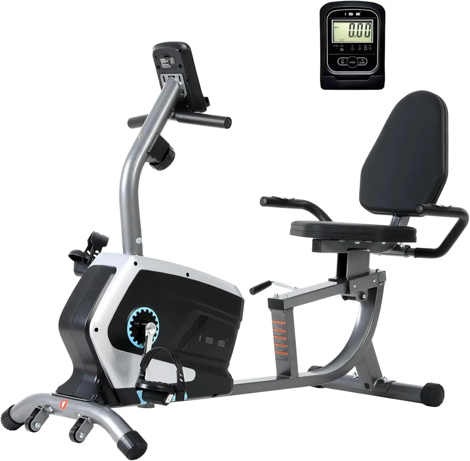 Vélo Semi-Allongé Magnétique avec Écran LCD et Siège Réglable - 8 Niveaux de Résistance