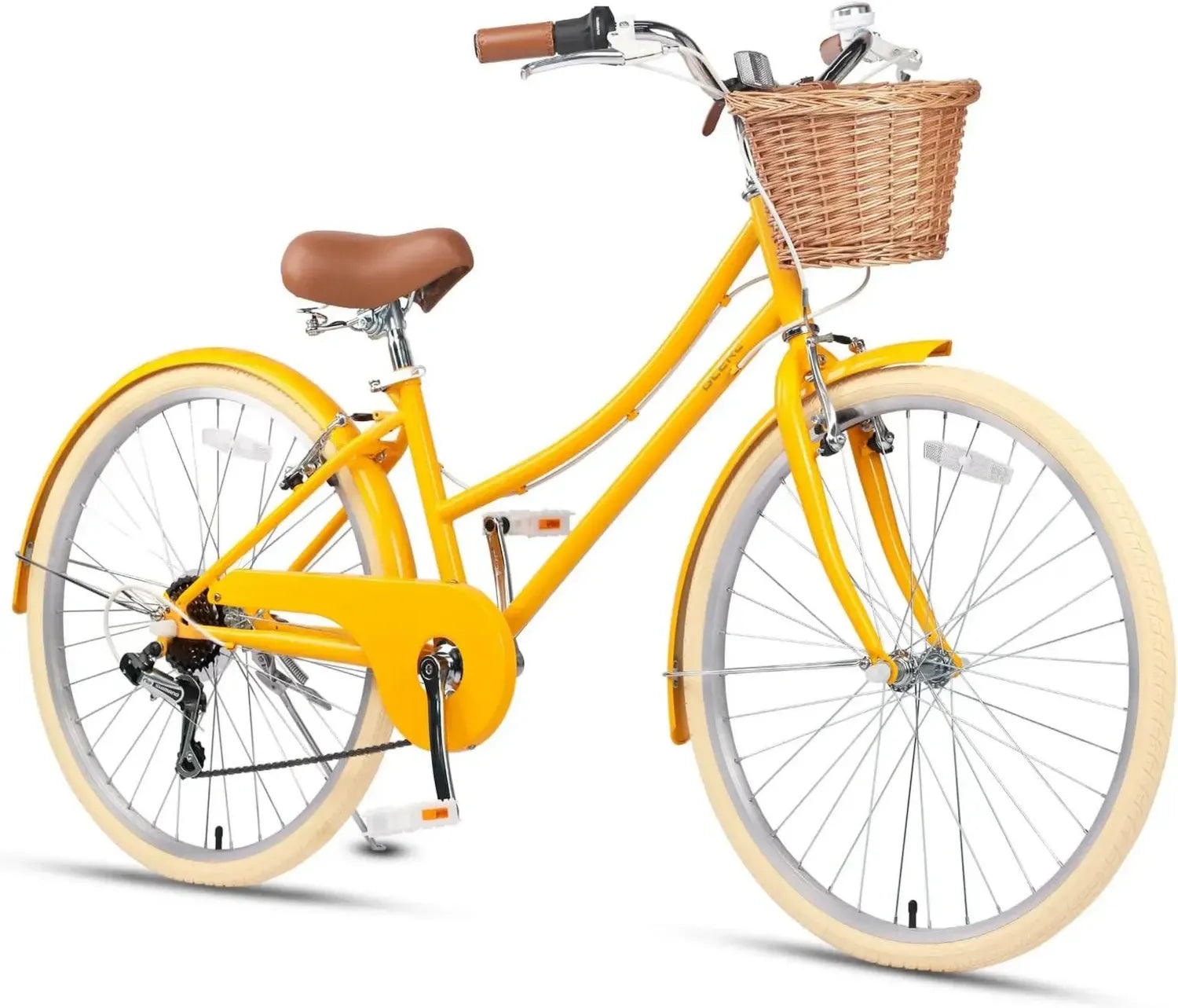 Vélo Cruiser Fille Shimano 6 Vitesses avec Panier, Tailles 20-26', Ados 6+