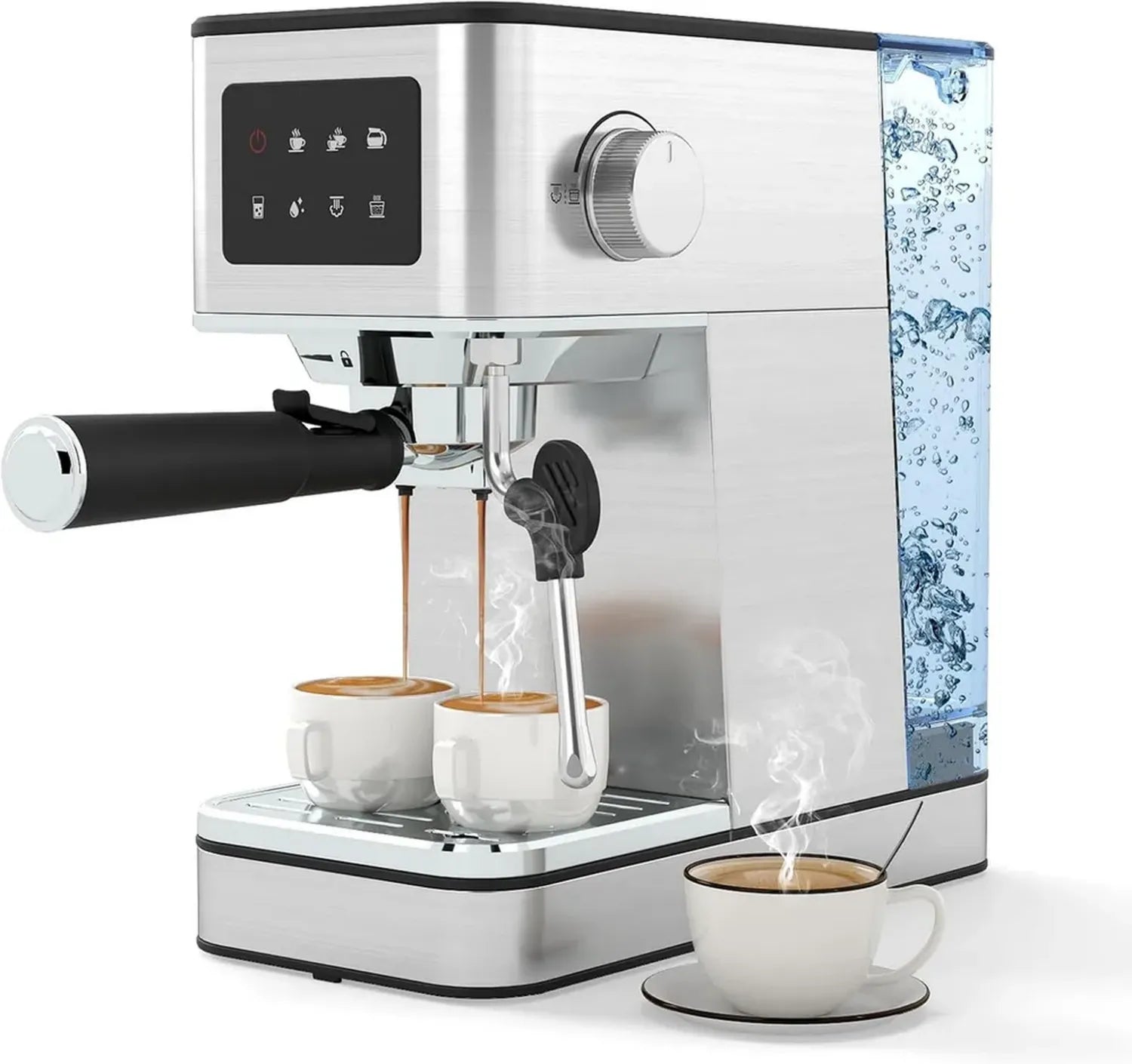 COSTWAY Machine à Espresso 20 Bars avec Écran Tactile et Mousseur à Lait, Capacité 1,7 L, 1200W Inox pour Maison et Bureau