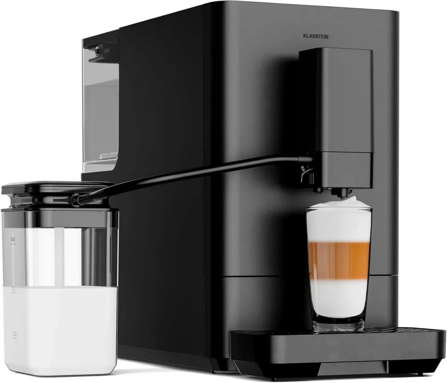 Machine à Café Automatique Klarstein Velaire - 20 Bars, Écran LED Tactile, Broyeur Inox 15 Niveaux, Réservoir à Lait 0,75L, Espresso, Cappuccino, Auto-nettoyage