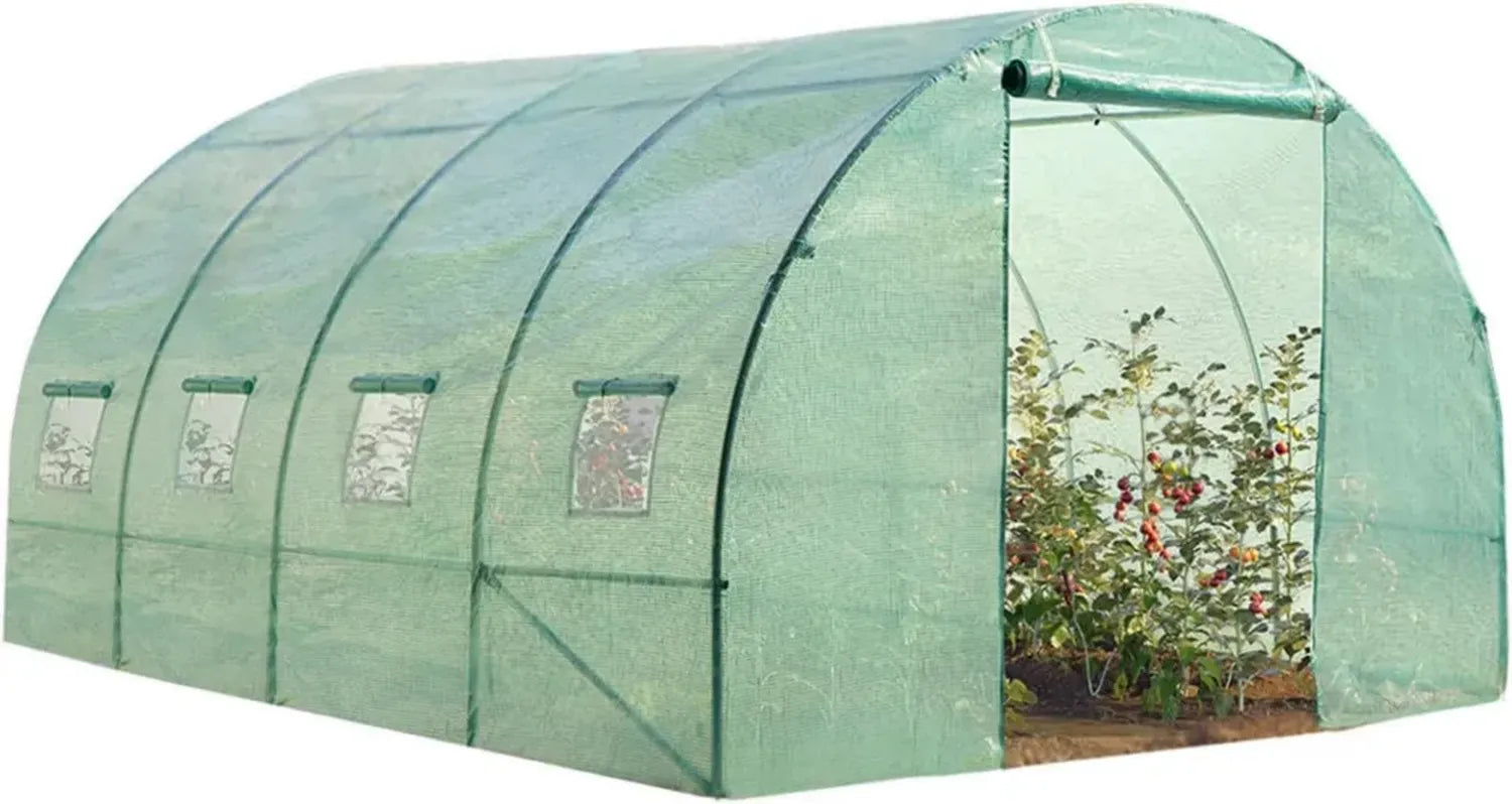 Serre Tunnel de Jardin 12m² Verte pour Cultures Maraîchères 4x3M