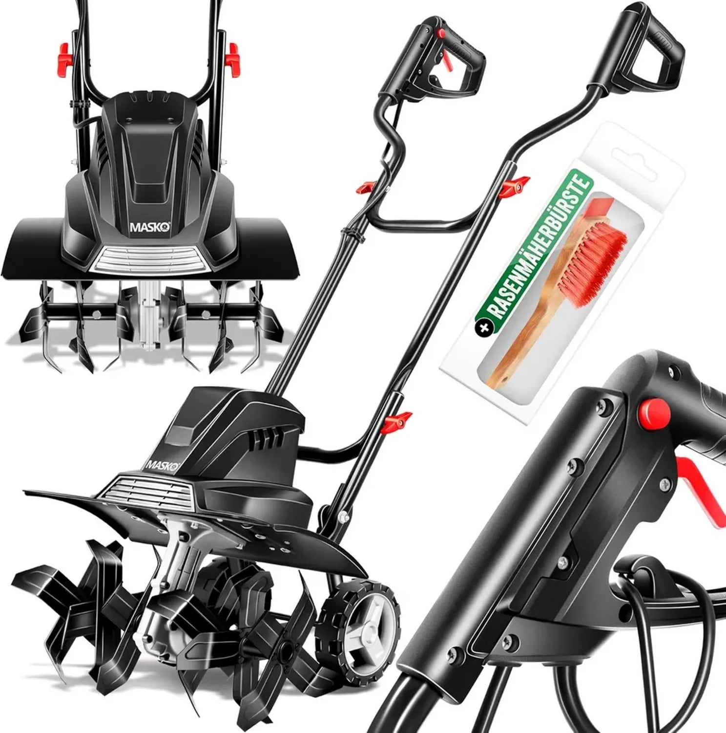 Motobineuse Électrique 1500W MASKO®, 45cm Largeur, 20cm Profondeur, Noir