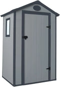 Abri de Jardin en Résine 1,34 m² Gris avec Toiture Double Pente et Kit de Fondation