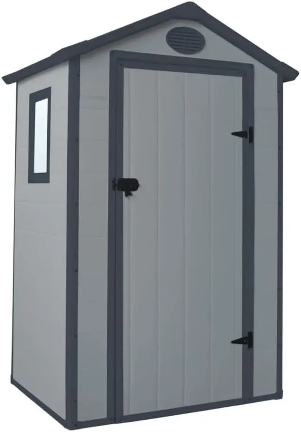 Abri de Jardin en Résine 1,34 m² Gris avec Toiture Double Pente et Kit de Fondation