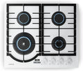 Plaque de Cuisson à Gaz Klarstein Ignito, 4 Foyers en Aluminium, 8000W, Minuterie Intégrée, Sécurité Anti-Flamme, Grilles en Fonte, Allumage Automatique, 60x51cm, Compatible Gaz GPL et Naturel, Blanc