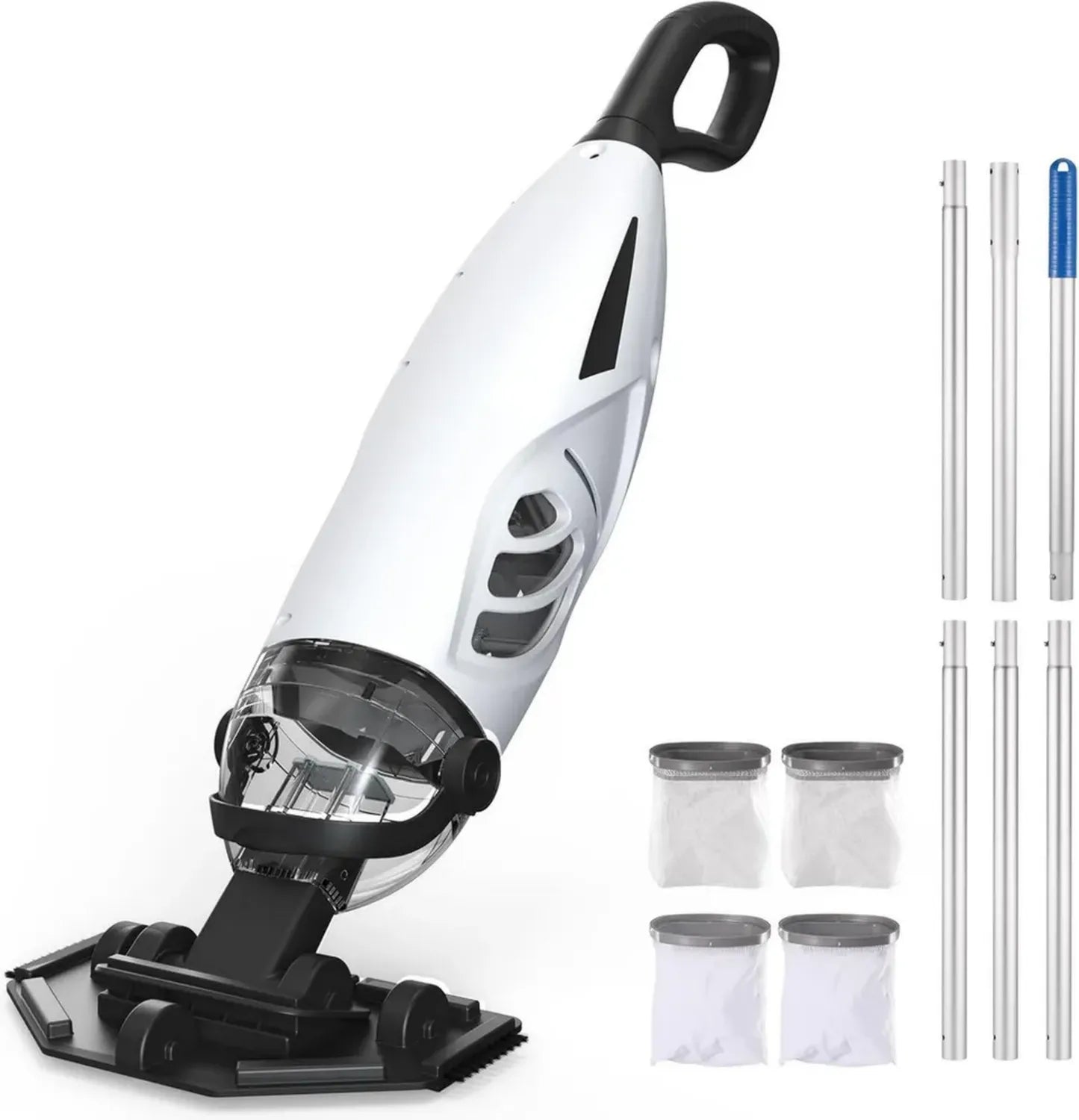 Aspirateur de Piscine Sans Fil Enhulk PC68, Nettoyage Efficace avec Filtre, Autonomie 60 Min, Manche Extensible 335 cm